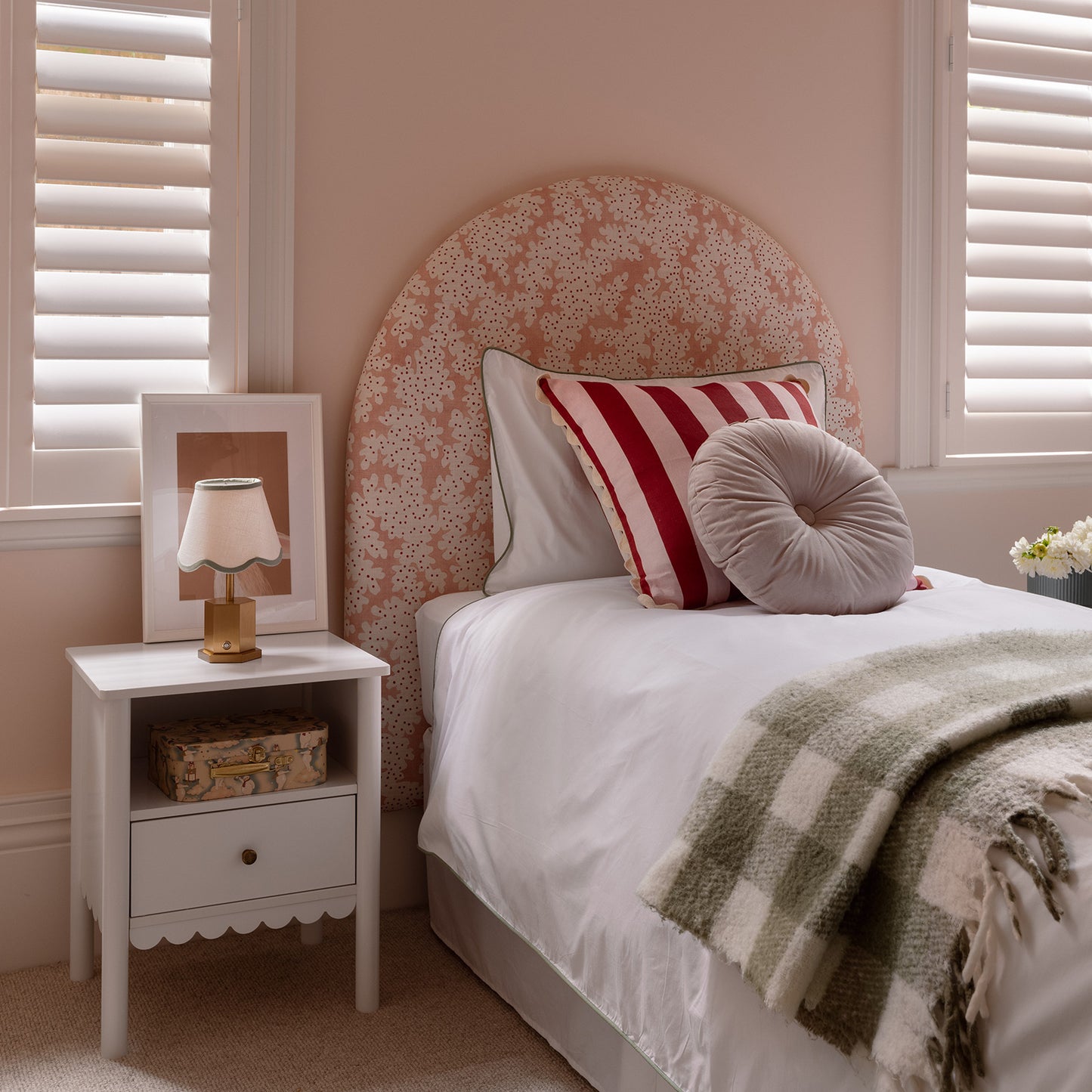 side view of stylish girls bedroom
